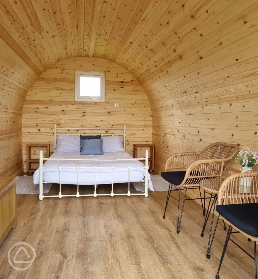 Luxury camping pod interior