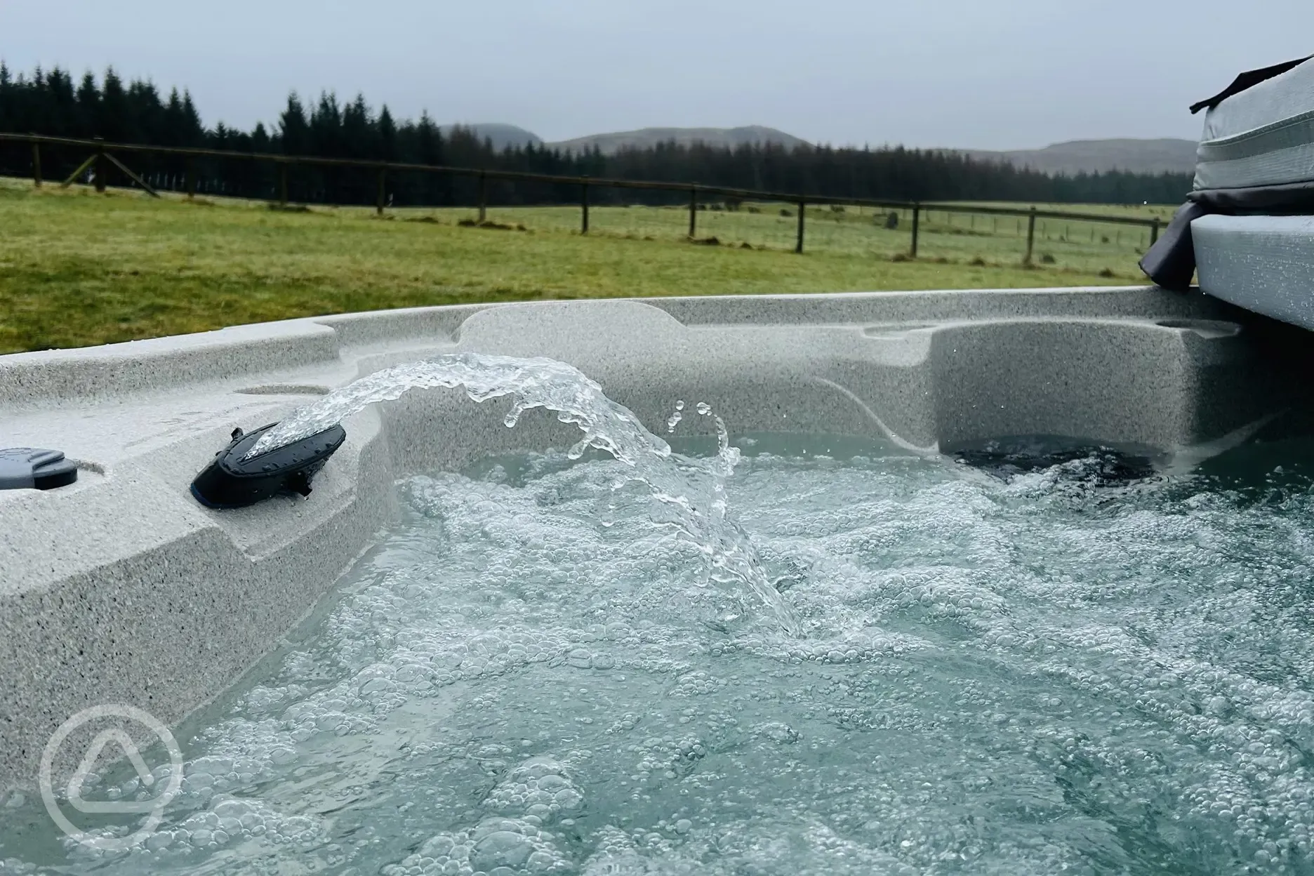 Hot tub with countryside views