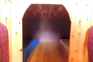 Camping pod under-bed den area Camping pod under-bed den area