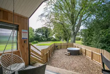 Stargazer glamping cabin outdoor area and hot tub Stargazer glamping cabin outdoor area and hot tub