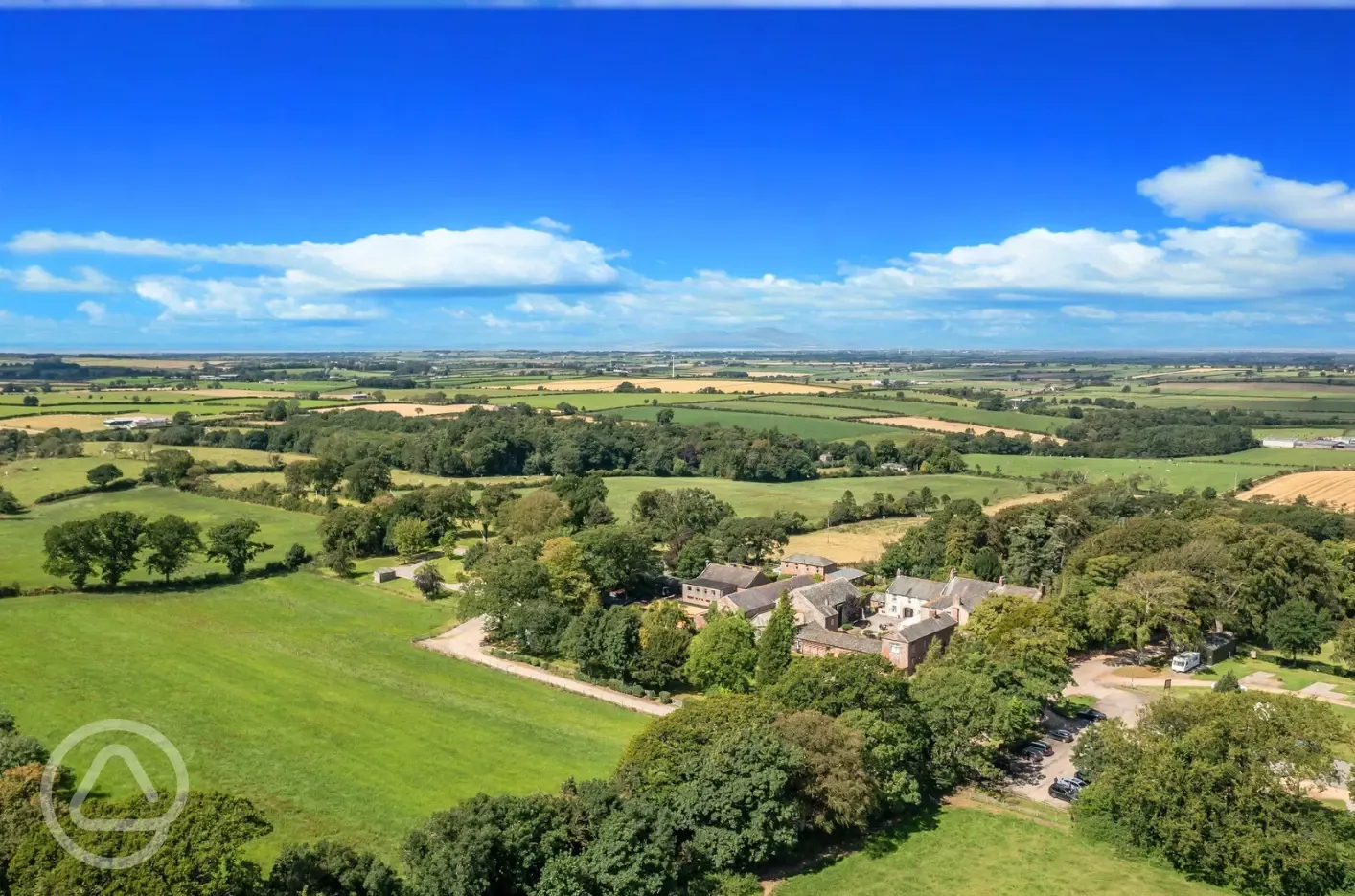 Aerial of the campsite and wedding venue