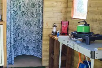 Camping pod kitchen area