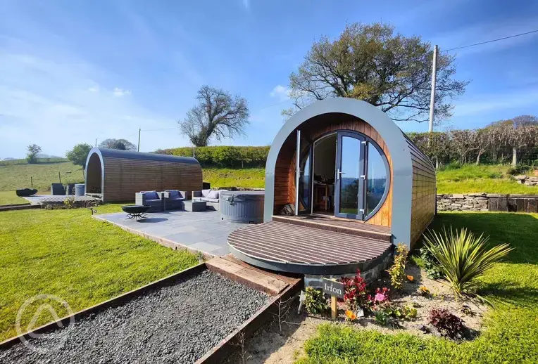 Three person pods at Great House Farm Luxury Pods and Self Catering in Powys