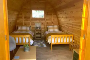 Twin glamping pod interior