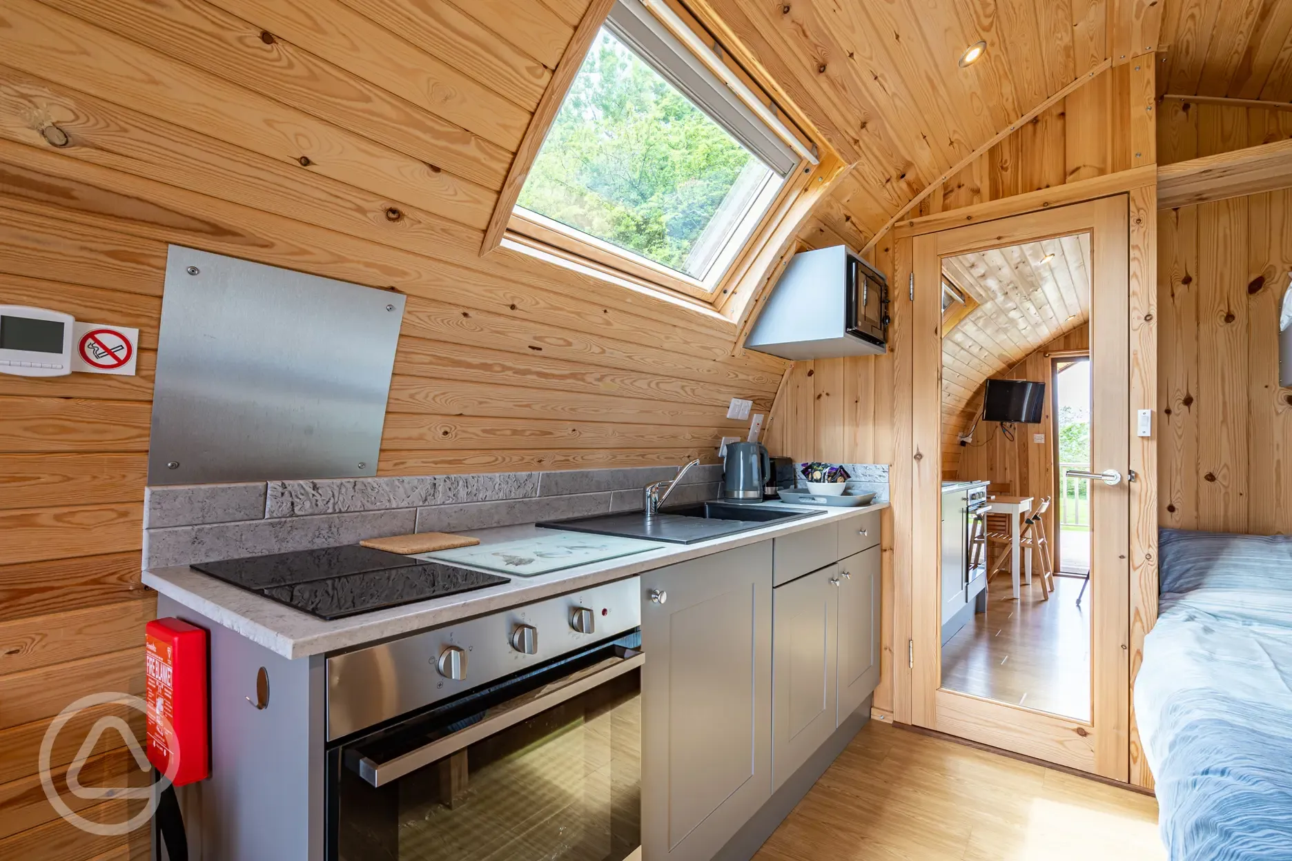 Glamping pod with bunk beds fully equipped kitchen