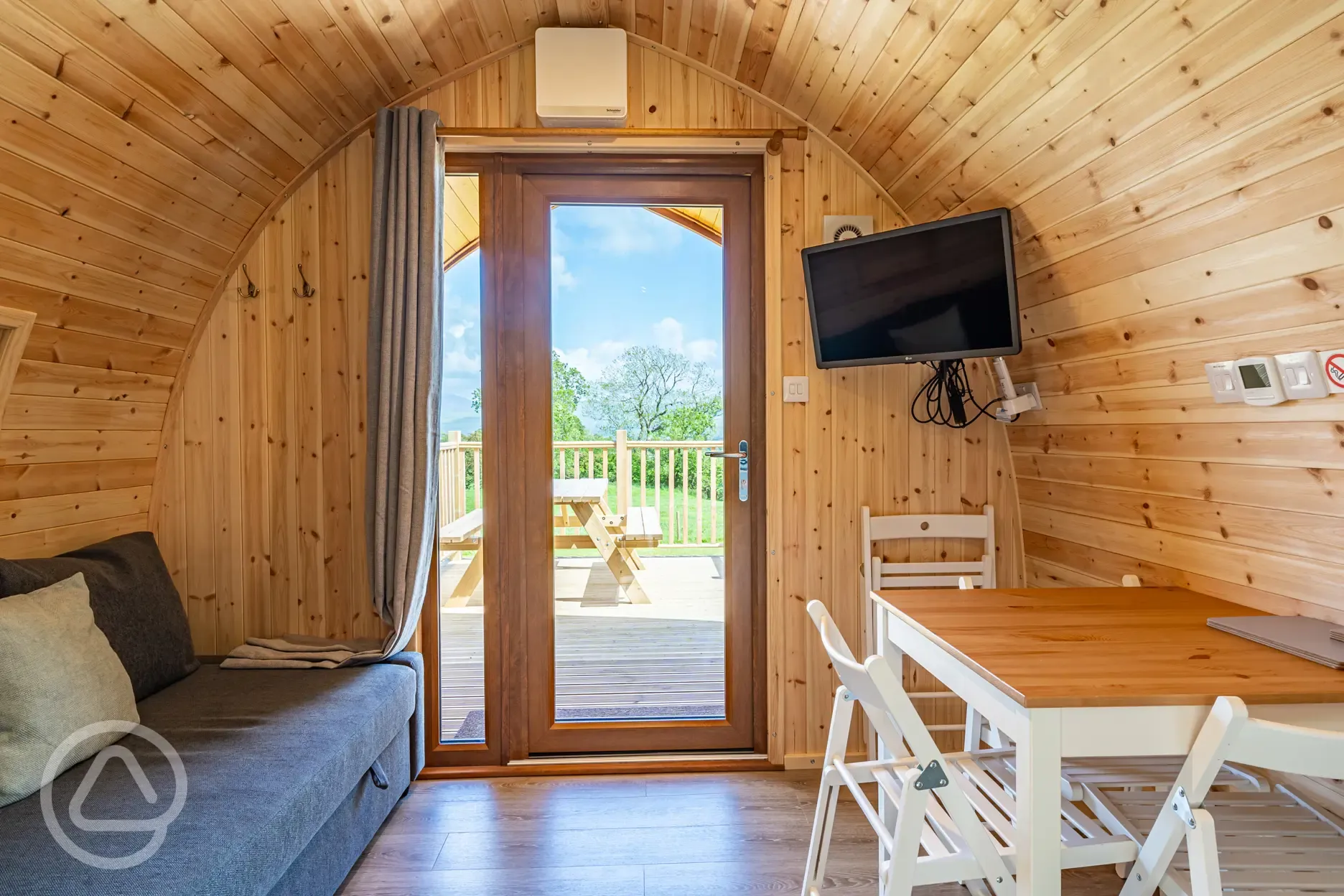 Glamping pod with bunk beds interior