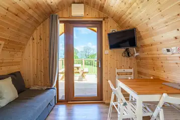 Camping pod with bunk beds interior