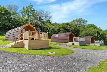 Glamping pods with a raised deck area
