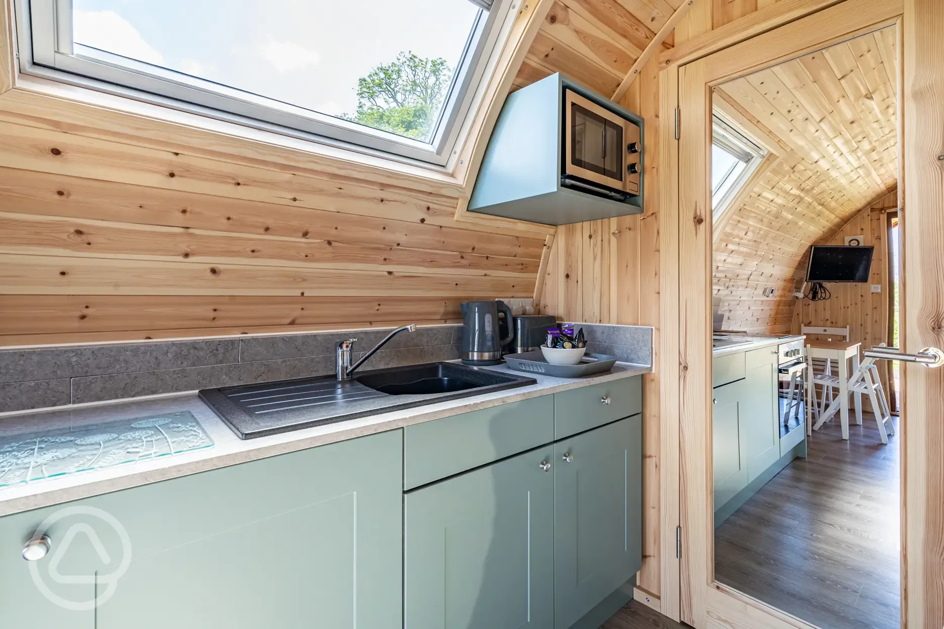 Glamping pod kitchenette