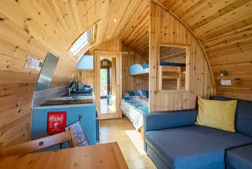 Camping pod with bunk beds interior