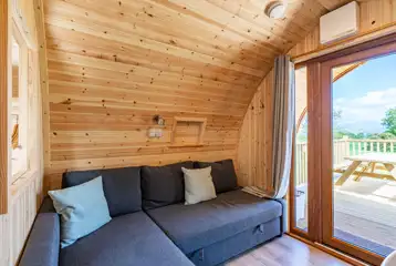 Four person pod L-shaped double sofa bed