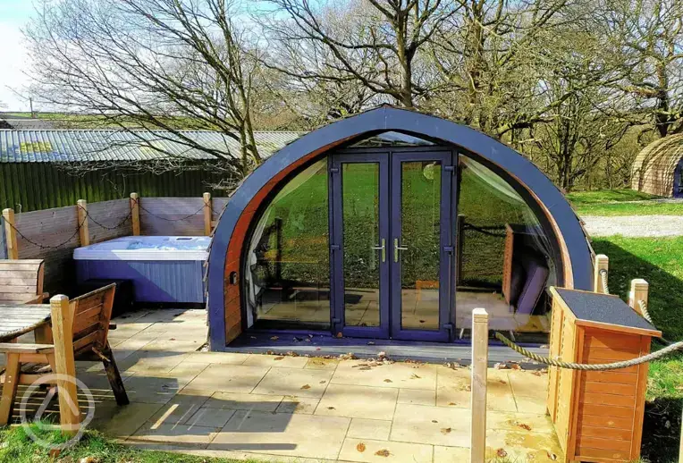 Glamping pods with hot tub