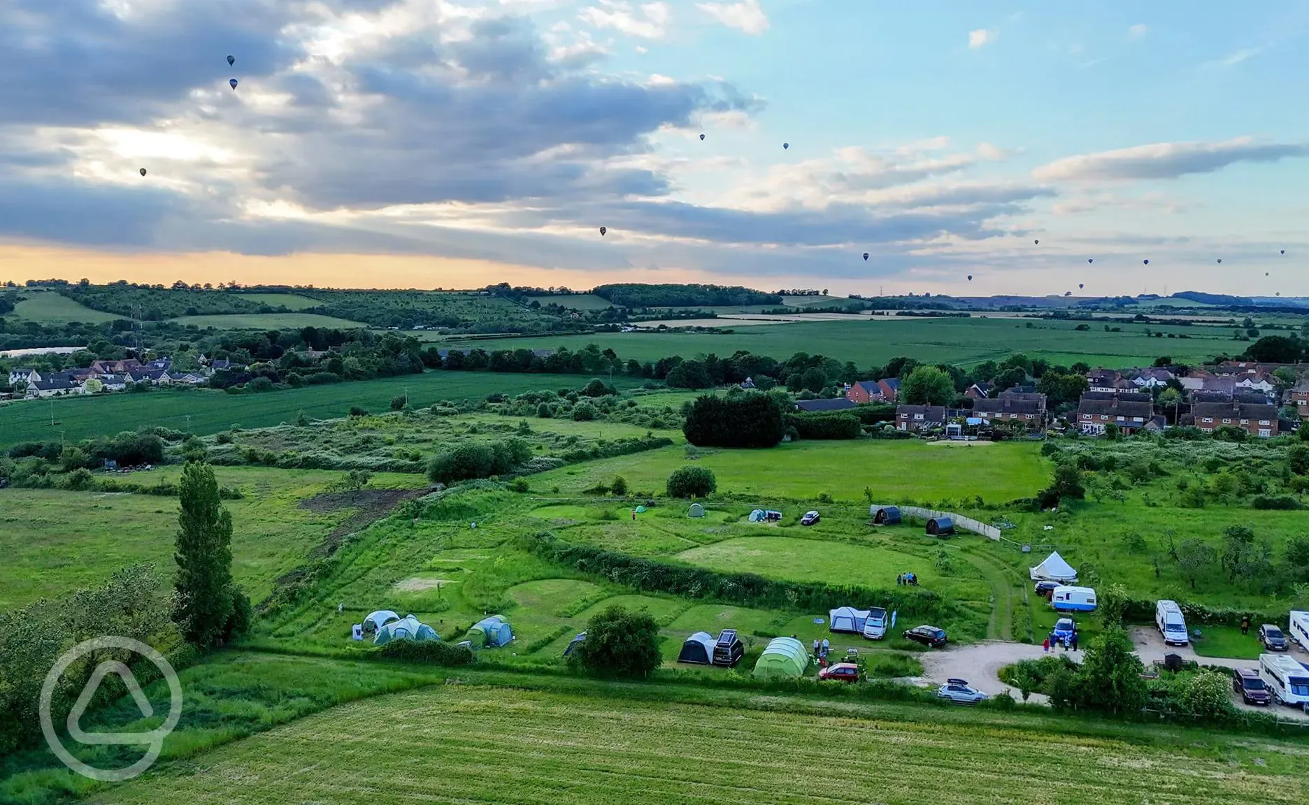 Aerial view of Bredon-Vale Caravan and Campsite, with fields in the distance Aerial view of Bredon-Vale Caravan and Campsite, with fields in the distance