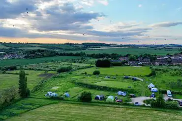 Aerial view of Bredon-Vale Caravan and Campsite, with fields in the distance