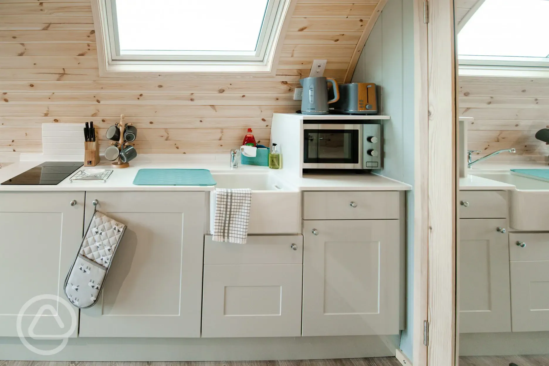 Glamping pod kitchen