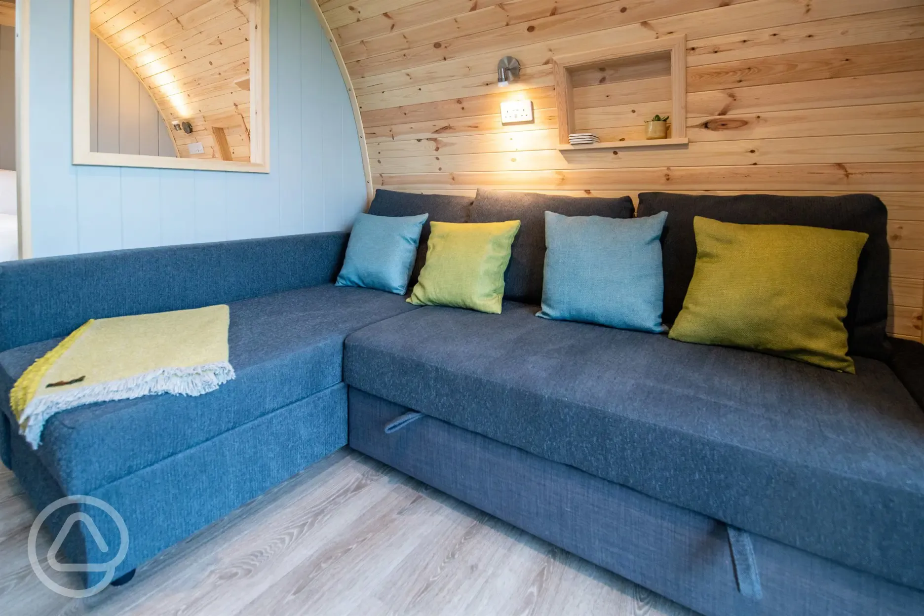 Glamping pod sofa