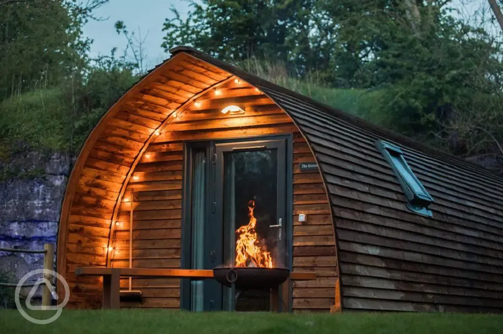 Quarry pods with hot tubs