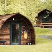 Foxwood pods exterior with private hot tubs and fire pits Foxwood pods exterior with private hot tubs and fire pits