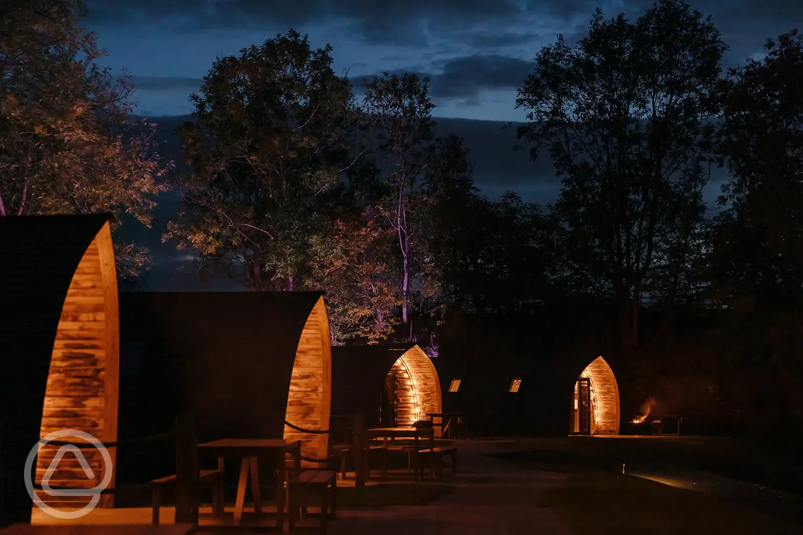 Quarry pods at night