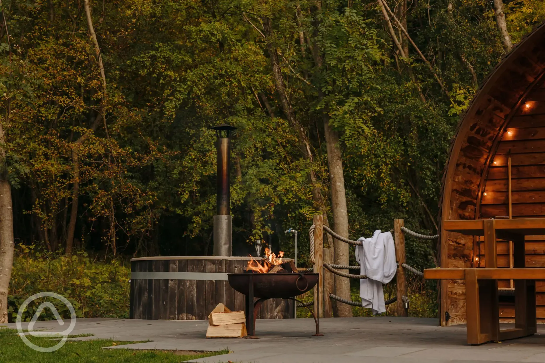 Quarry pods with hot tubs