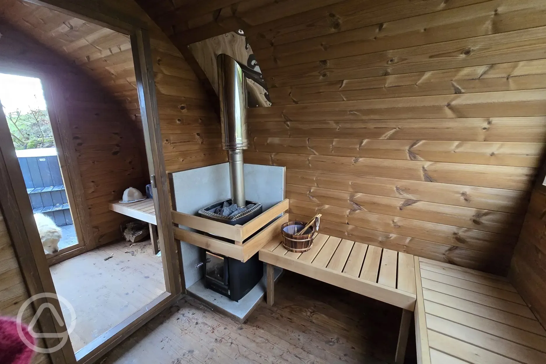 Inside the sauna