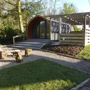 The Nest glamping pod exterior with private decking, sleeping up to two The Nest glamping pod exterior with private decking, sleeping up to two