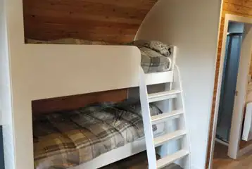 Bunk beds in the Den and Roost glamping pods Bunk beds in the Den and Roost glamping pods