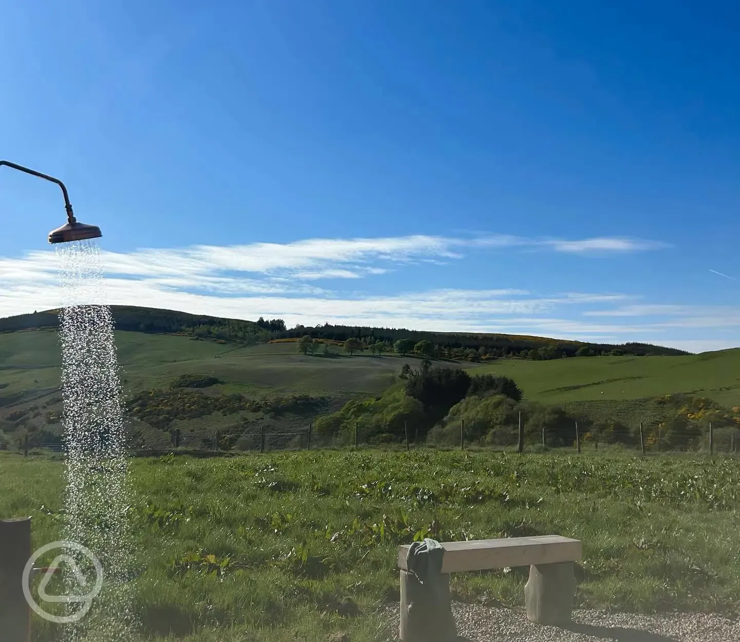 Wild Sauna outdoor shower overlooking countryside views