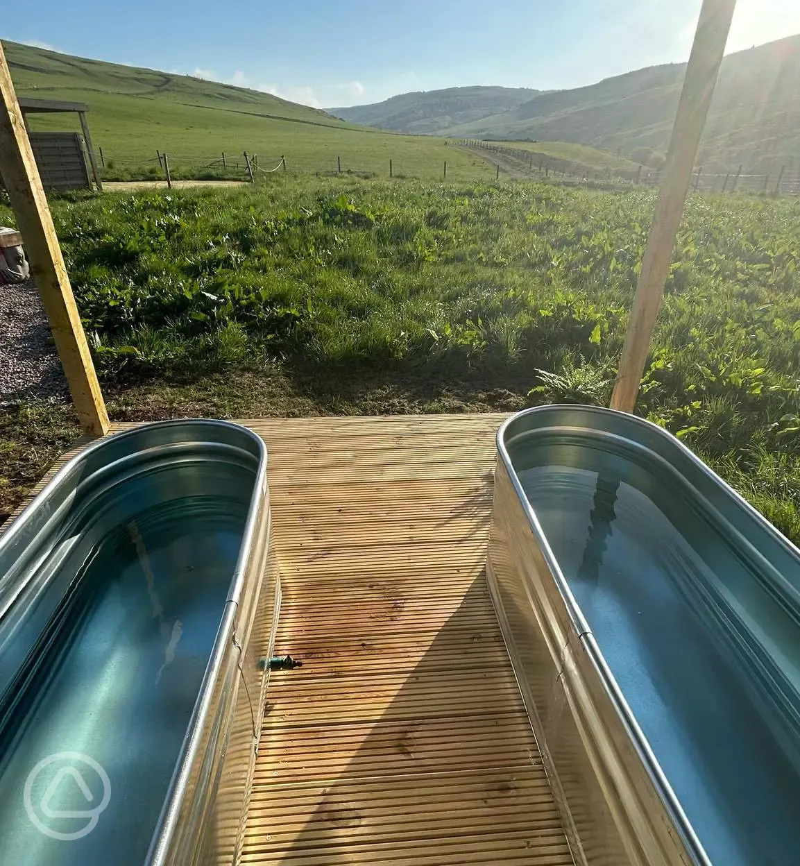 Cold dip tanks at Maycroft Retreat