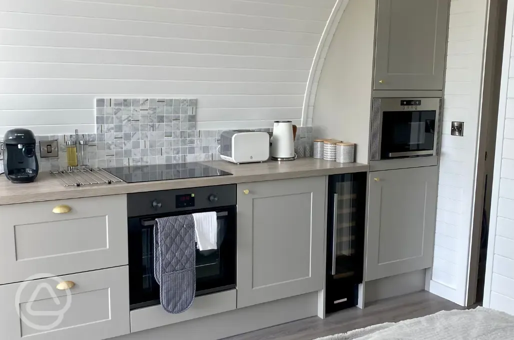 White Clover ensuite pod kitchen area