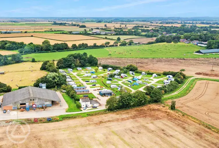 Aerial of The Nurseries Caravan Park surrounded by farmland