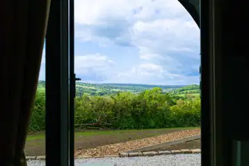 The view from inside the glamping pods