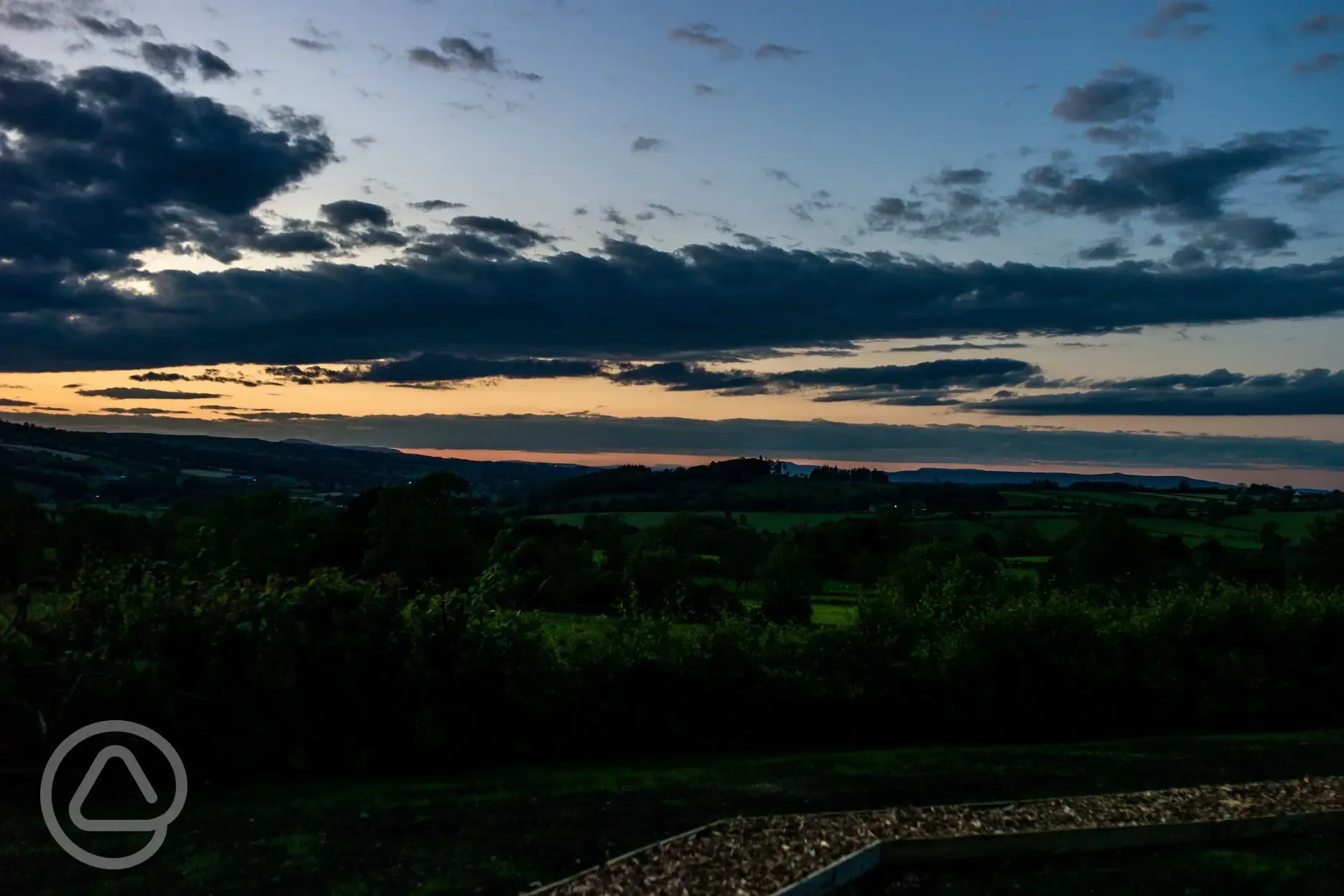 View from the glamping pods at night