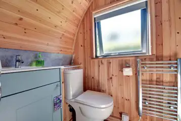 Ensuite with a flushing toilet, shower, hand basin and a heated towel rail Ensuite with a flushing toilet, shower, hand basin and a heated towel rail