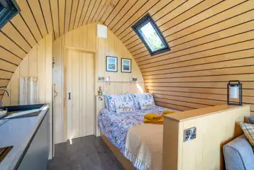 Glamping pod king size bed (bedding provided) Glamping pod king size bed (bedding provided)