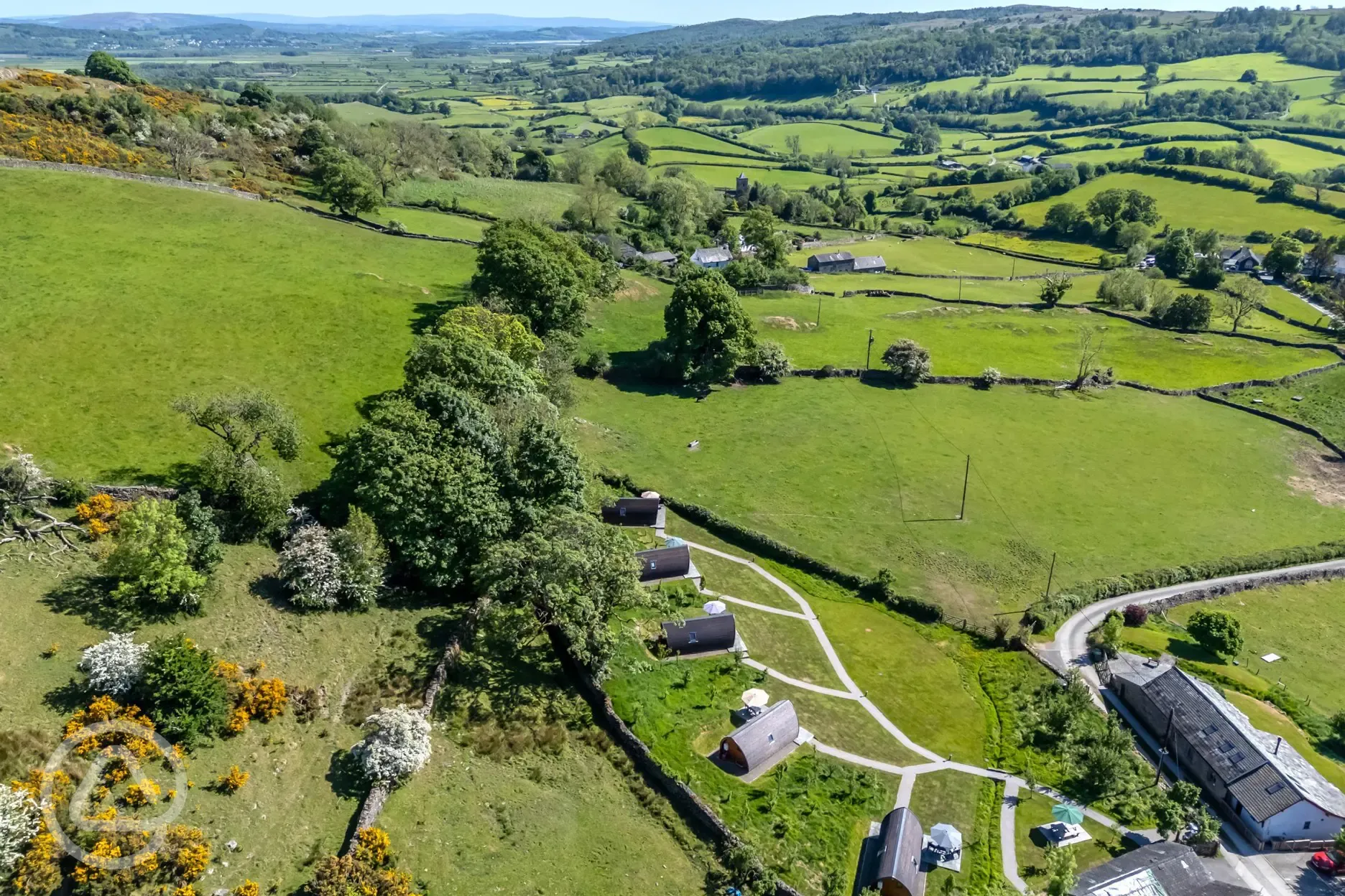 Aerial of the glamping site