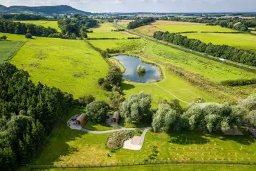 Aerial of the glamping pods