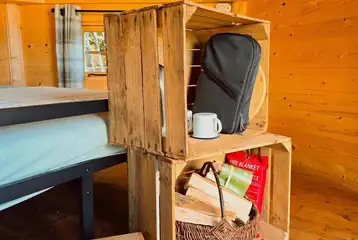 Crockery and tableware set up in Hyssop glamping cabin Crockery and tableware set up in Hyssop glamping cabin