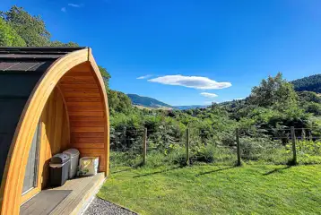 External of decking area and views from Colite Glampod towards Loch Ness External of decking area and views from Colite Glampod towards Loch Ness