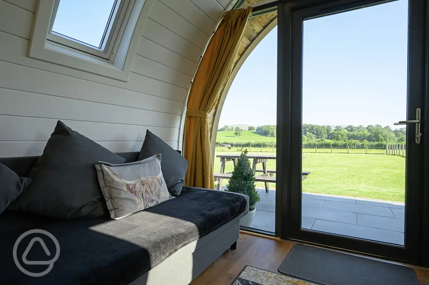 View from the Enterber ensuite glamping pod