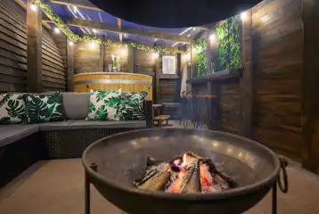 Fire pit in the private patio area of Waitby and Greenrigg pods Fire pit in the private patio area of Waitby and Greenrigg pods