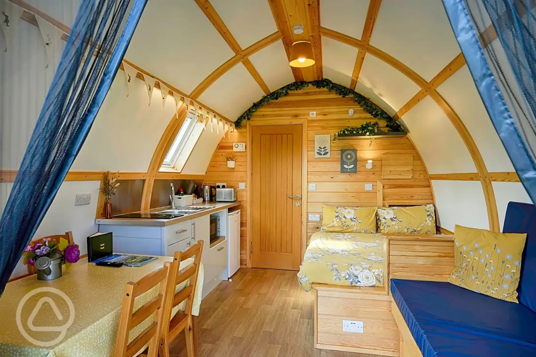Interior of the Moorlands, Greenriggs, and Waitby glamping pods at Sandwath Farm