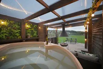 Hot tubs with fire pit in Waitby and Greenrigg pods Hot tubs with fire pit in Waitby and Greenrigg pods