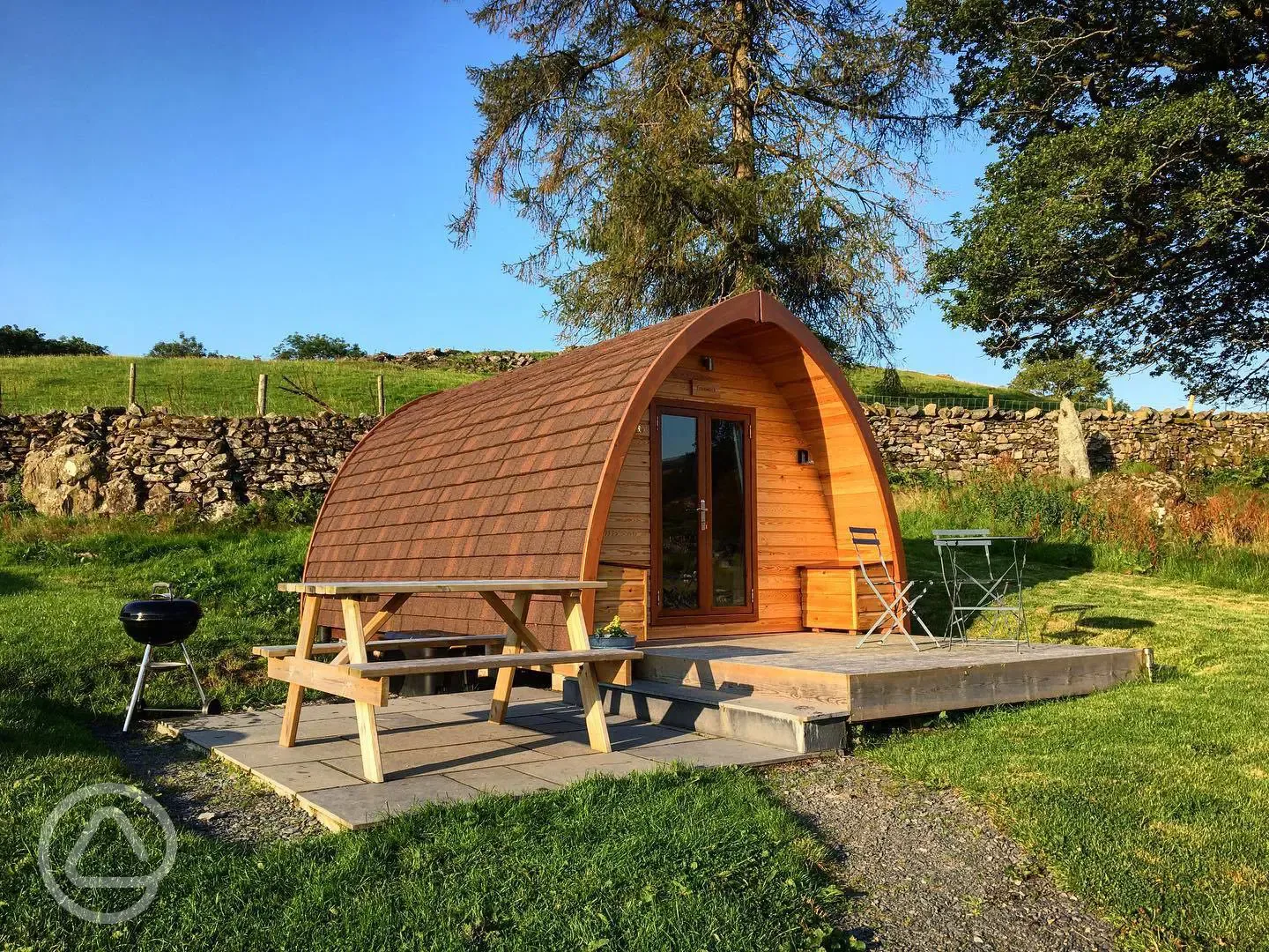 Glamping pod outdoor area