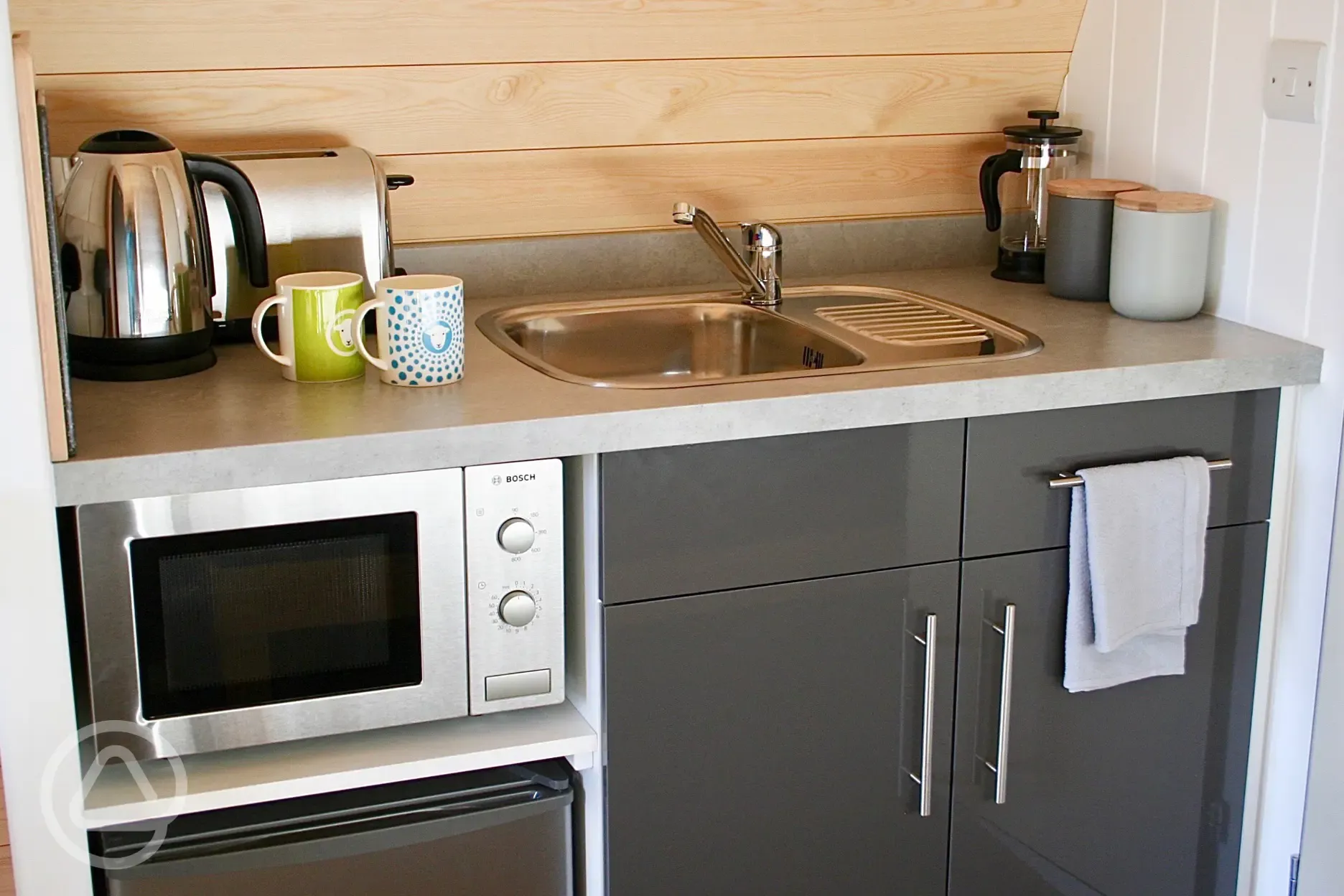 Glamping pod kitchen