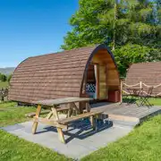 Glamping pod and outdoor seating area