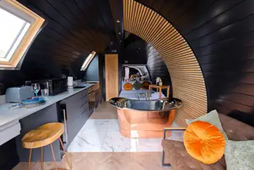 Boujee glamping pod interior