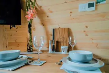 Glamping pod dining area