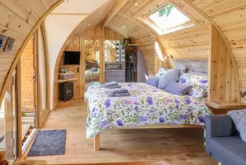Dandelion ensuite glamping pod bedroom Dandelion ensuite glamping pod bedroom