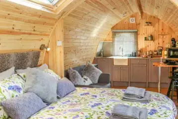 Dandelion ensuite glamping pod bedroom Dandelion ensuite glamping pod bedroom